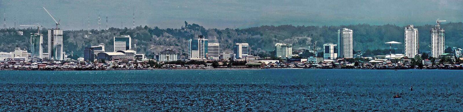 Davao City skyline across the Davao Gulf