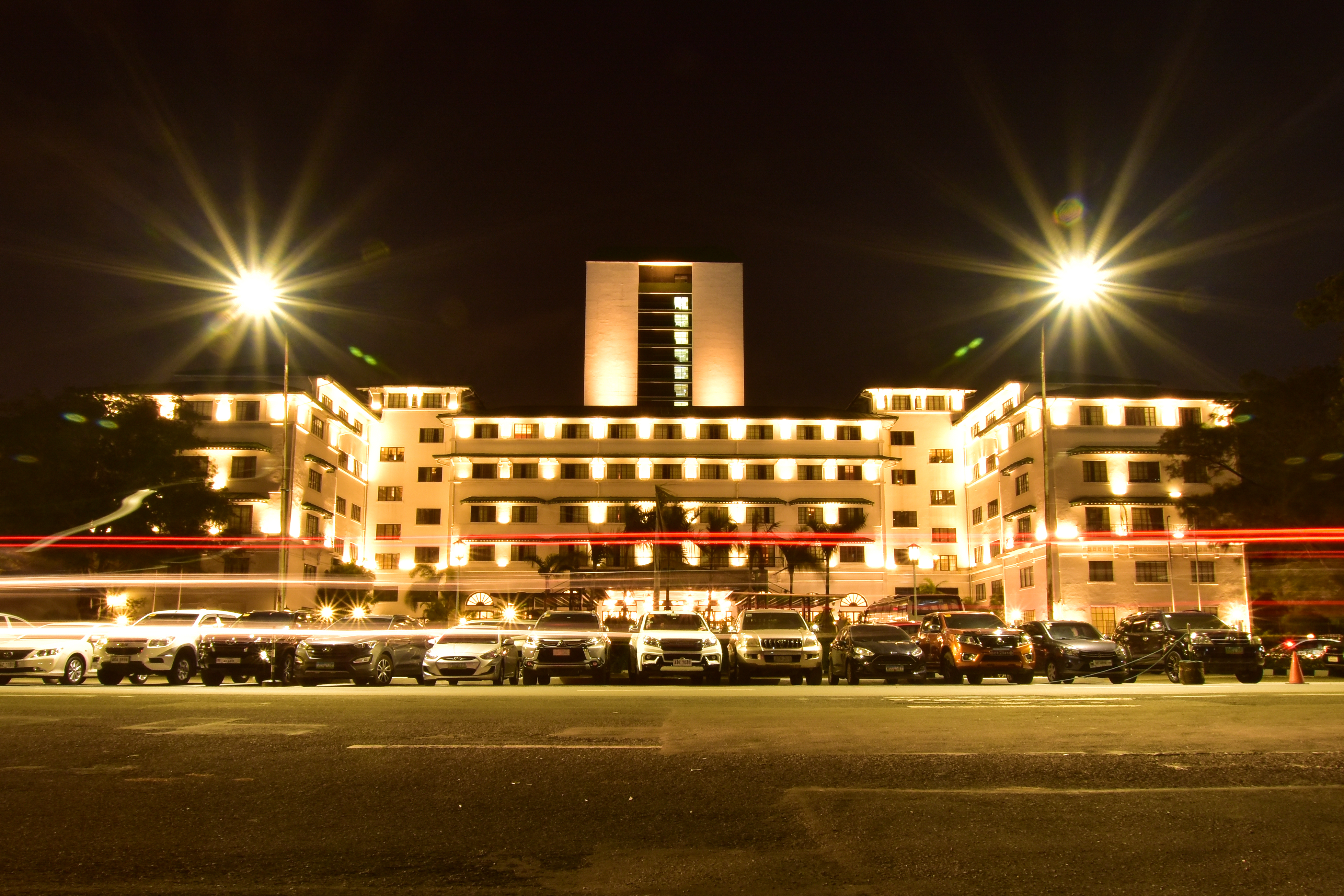 The Manila Hotel illuminated at night
