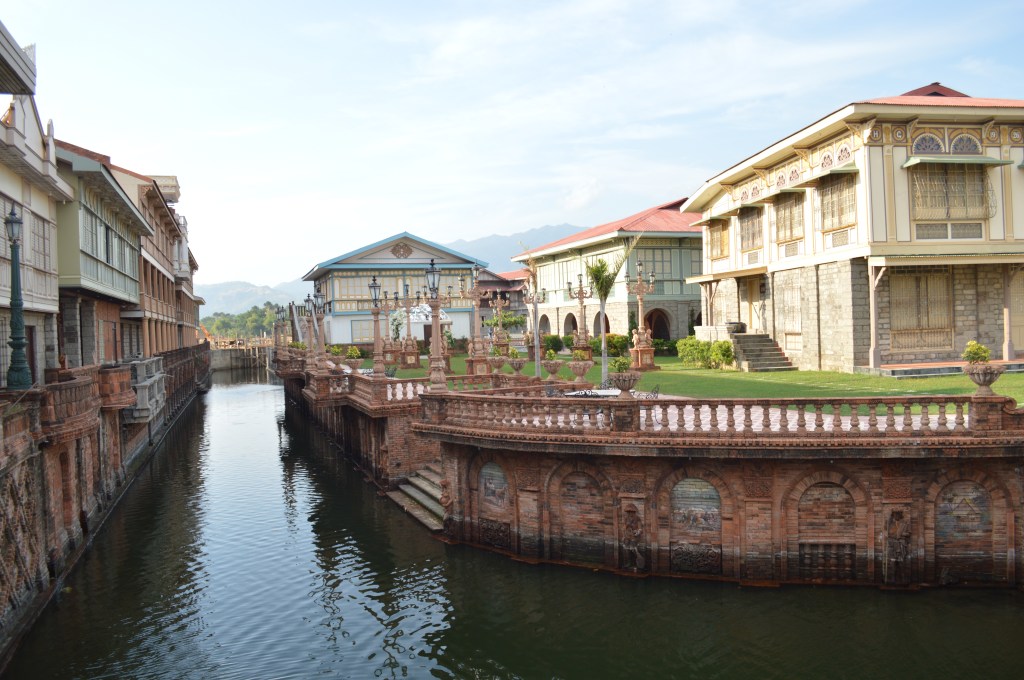 Umagol River and heritage buildings at Las Casas Filipinas de Acuzar in Bagac, Bataan